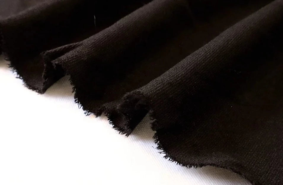 Fashion Premium Nylon Rayon Spandex Ponte De Roma Knit Solid Black- Sold by the Yard