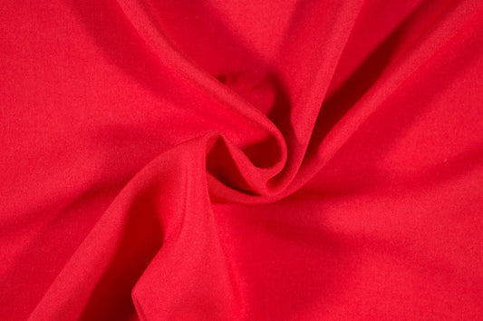 End of Bolt: 3-3/4th yards ofFashion Apple Red Rayon Challis Solid Woven-Remnant