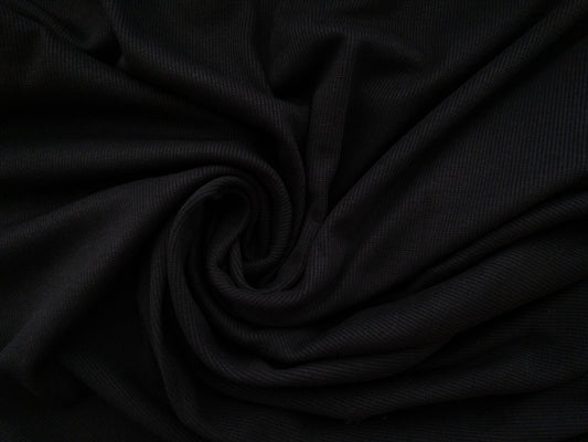 Organic OEKO TEX Cotton Rib Black Knit  8.55oz- by the yard