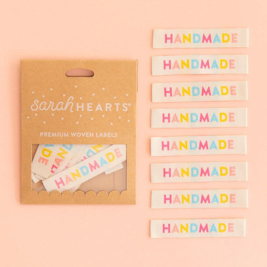 Notions: Sarah Hearts Woven Labels "Handmade"- 1 Pack