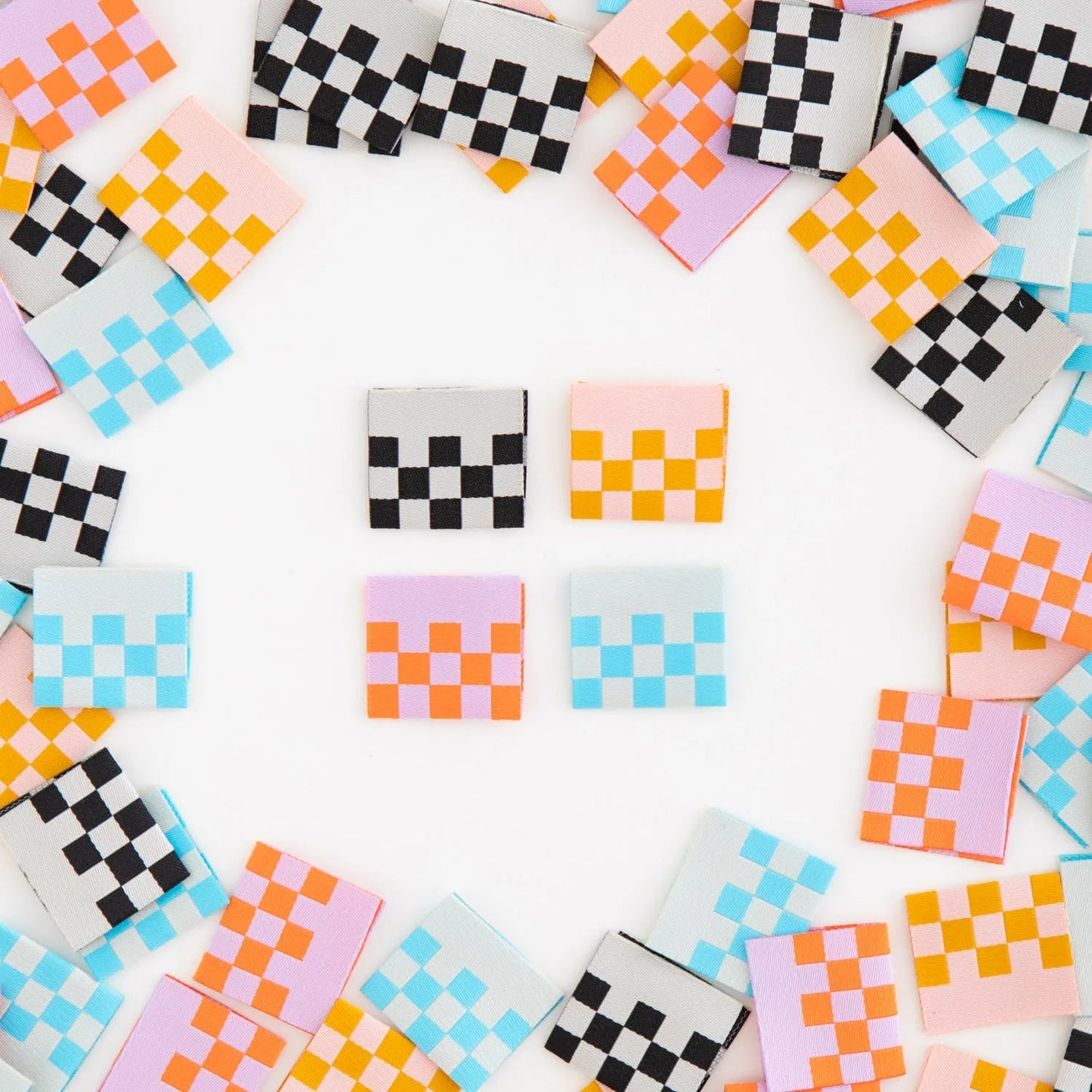 Notions: Sarah Hearts Woven Labels "CHECKERBOARD"- 1 Pack
