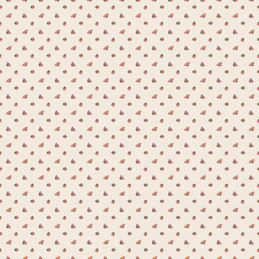 Pattern of small red hearts on a beige background