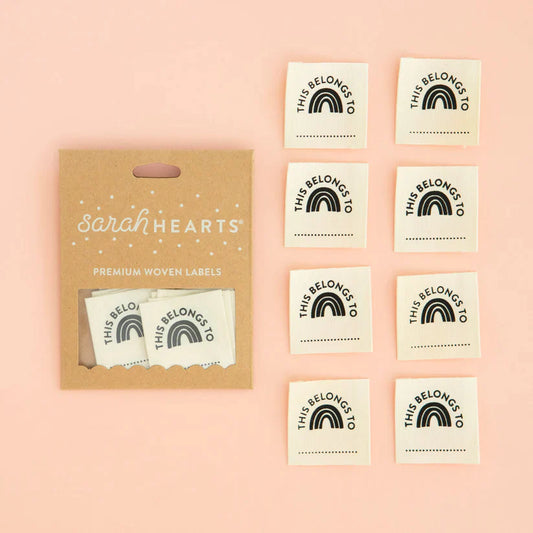 Notions: Sarah Hearts Organic Cotton Woven Labels "THIS BELONGS TO"- 1 Pack