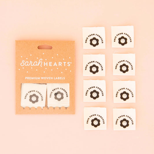 Notions: Sarah Hearts Cotton Organic Labels "This Took Forever"- 1 Pack