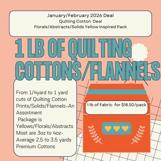 Mystery Pack: January/February Promo: 1lb of Premium Quilting Cottons/Flannel Assortment by the lb