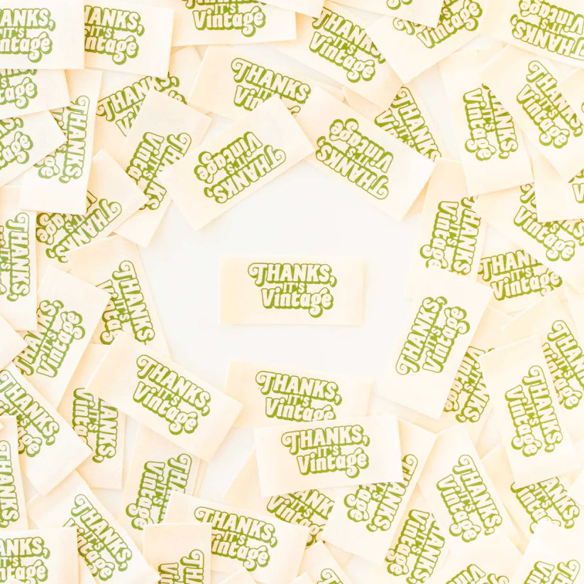 Notions: Sarah Hearts Organic Woven Labels "Thanks, It's Vintage- 1 Pack