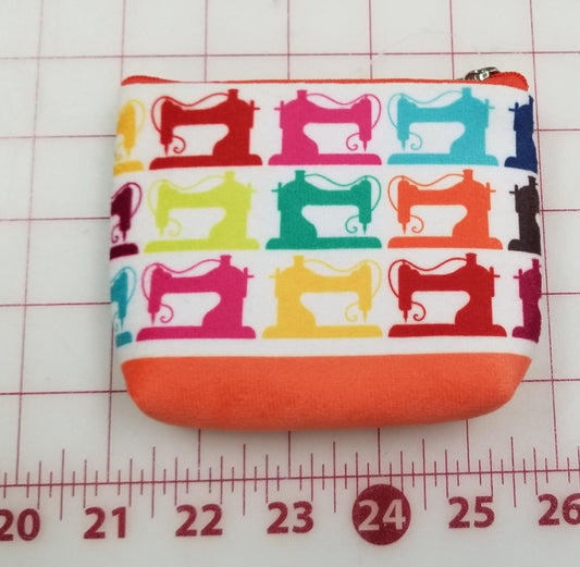 Notion: Sewing-Themed Zipper Pouch- Sewing Machine with Orange Zipper- 1ct
