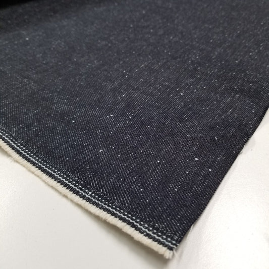 End of Bolt: 1-1/8th yards of Fashion Denim Speckled Popcorn Dark Indigo 100% Cotton-12.2 oz Made in Japan- remnant