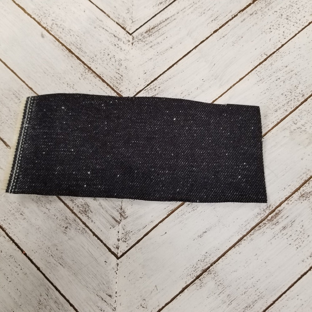 End of Bolt: 1-1/8th yards of Fashion Denim Speckled Popcorn Dark Indigo 100% Cotton-12.2 oz Made in Japan- remnant