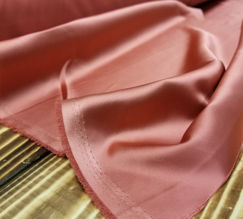 OEKO-TEX Certified Special Occasion Miyuki Satin Stretch Canyon Rose Woven- Sold by the yard