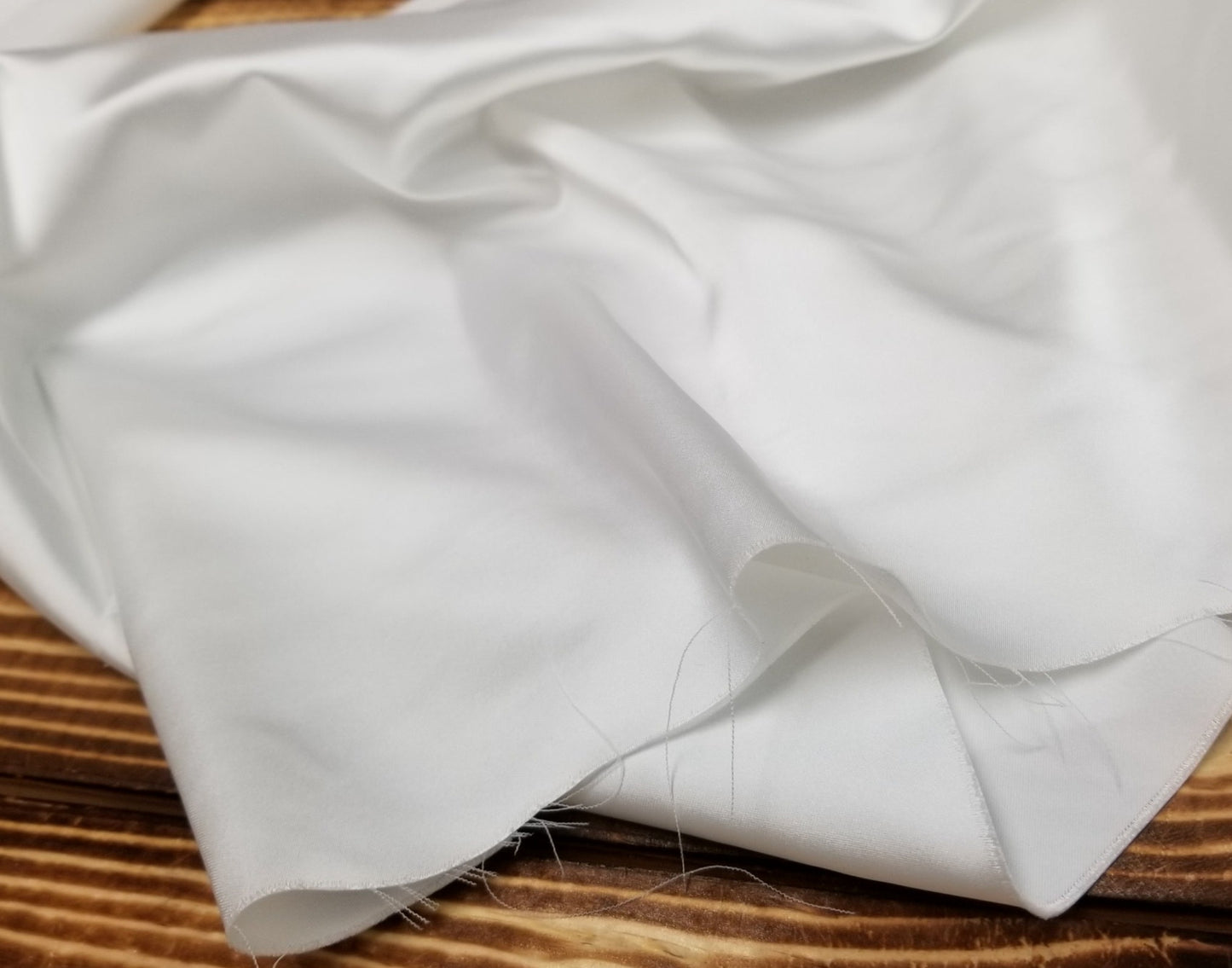OEKO-TEX Certified Special Occasion Miyuki Satin Stretch White Woven- Sold by the yard