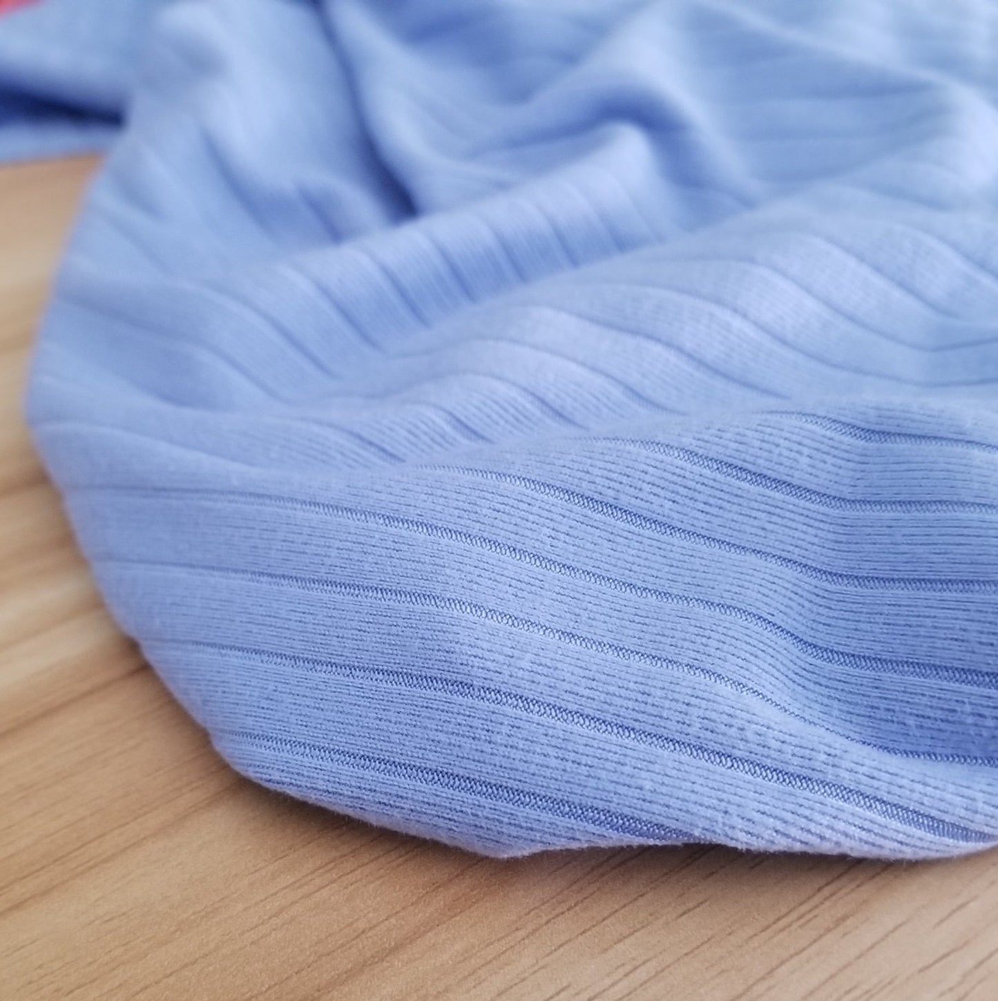 Fashion Double Brushed Soft 8x2 Rib Solid Sky Blue Knit 200 GSM - Sold by the yard