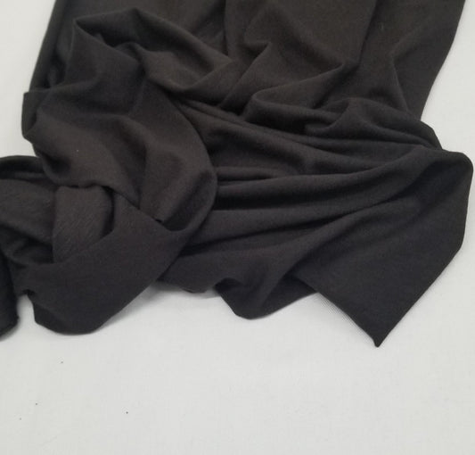 Designer Deadstock Rayon Wool Slub Stretch Jersey Faded Black 5.5oz Knit- Sold by the yard
