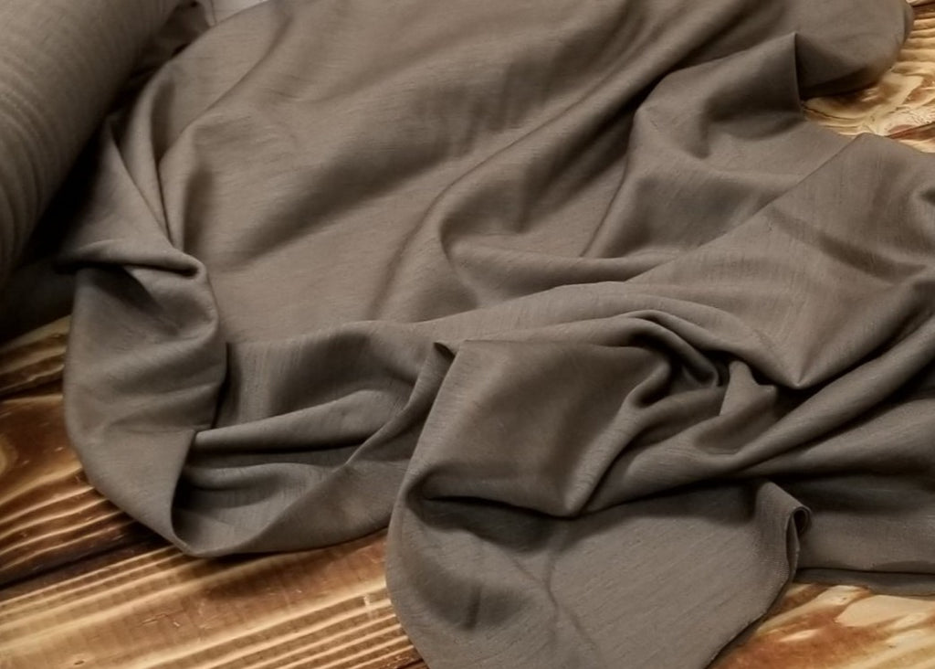 Designer Deadstock 100% Wool Taupe Brown Lightweight Striated Slub Jersey Knit- 4.5 oz-Sold by the yard