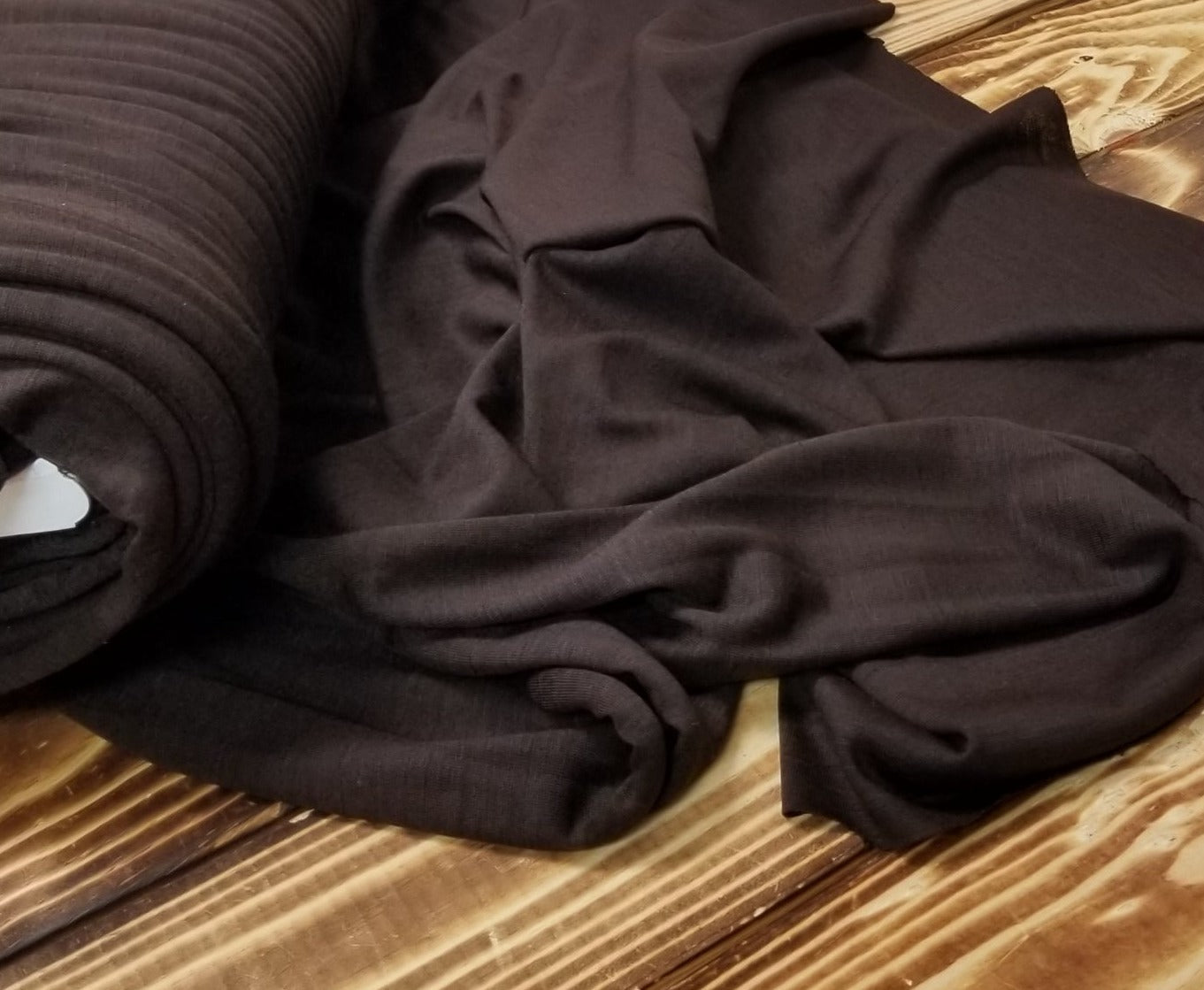 Designer Deadstock 100% Wool Brown Lightweight Striated Slub Jersey Knit- 4.5 oz-Sold by the yard