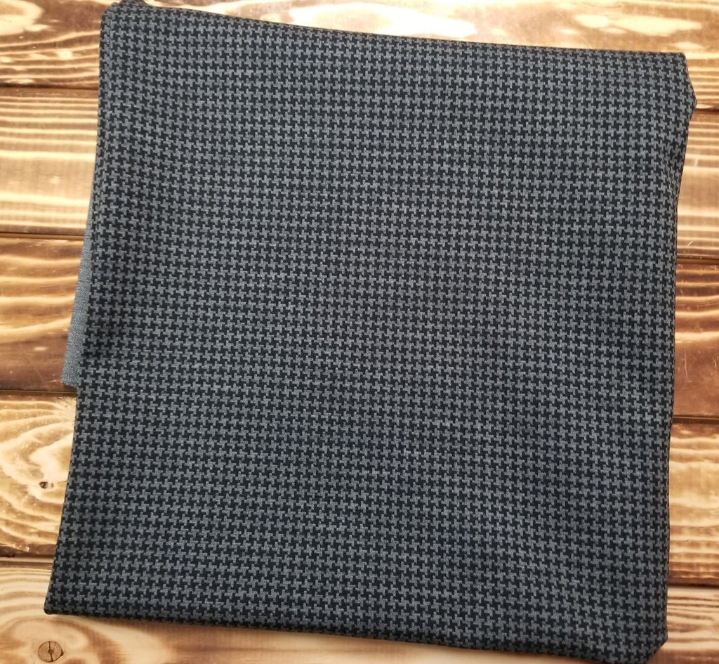Designer Deadstock Black and Charcoal Wool Blend Medium Weight Small Houndstooth Knit ( Ponte Hand) 8.5 oz- Sold by the yard