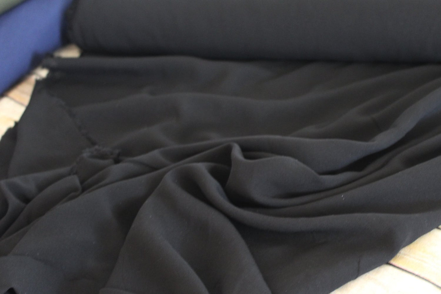 Fashion Black Rayon Challis Solid Woven-Sold by the Yard