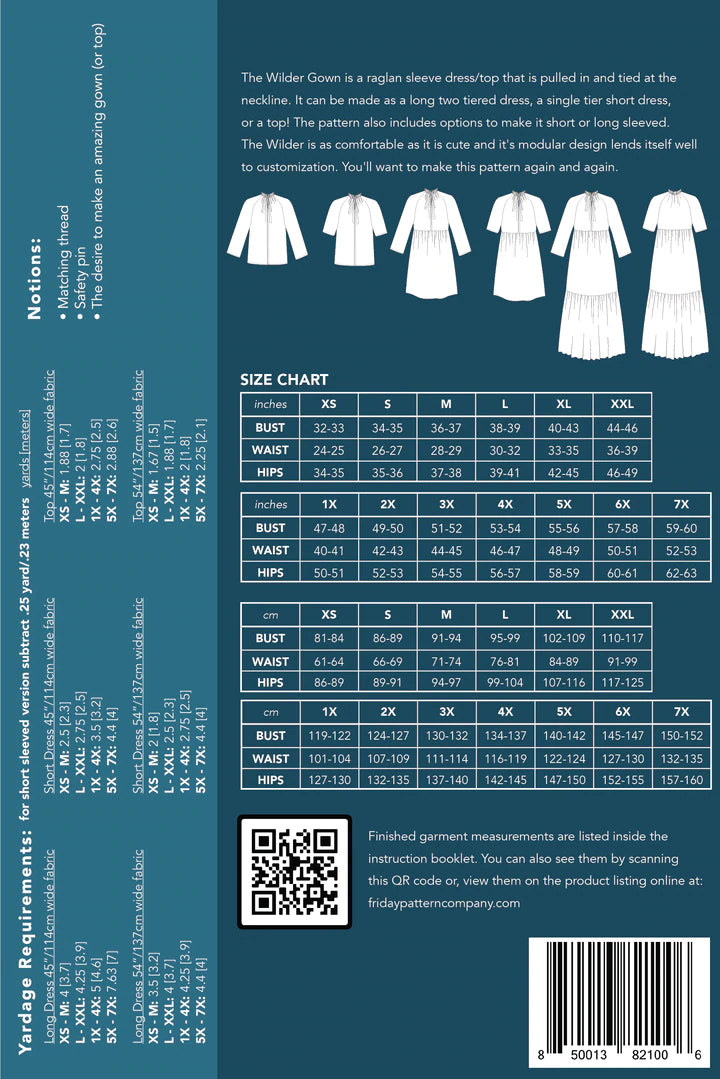 Garment Making Patterns: The Wilder Gown by Friday Pattern Co.- Printed Pattern