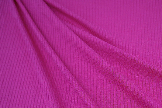 End of BOlt: 2-5/8th yards of Fashion Jersey Rib 4x2 Fuchsia Rayon Spandex Knit- remnant