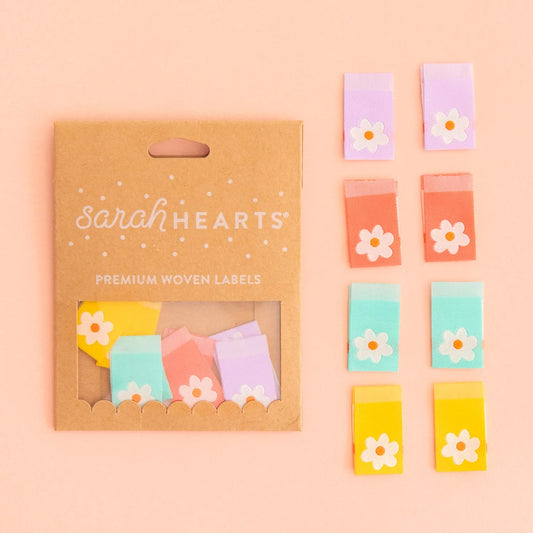 Notions: Sarah Hearts Woven Labels "DAISY MULTIPACK"- 1 Pack