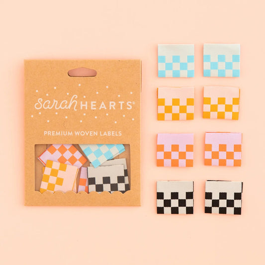 Notions: Sarah Hearts Woven Labels "CHECKERBOARD"- 1 Pack